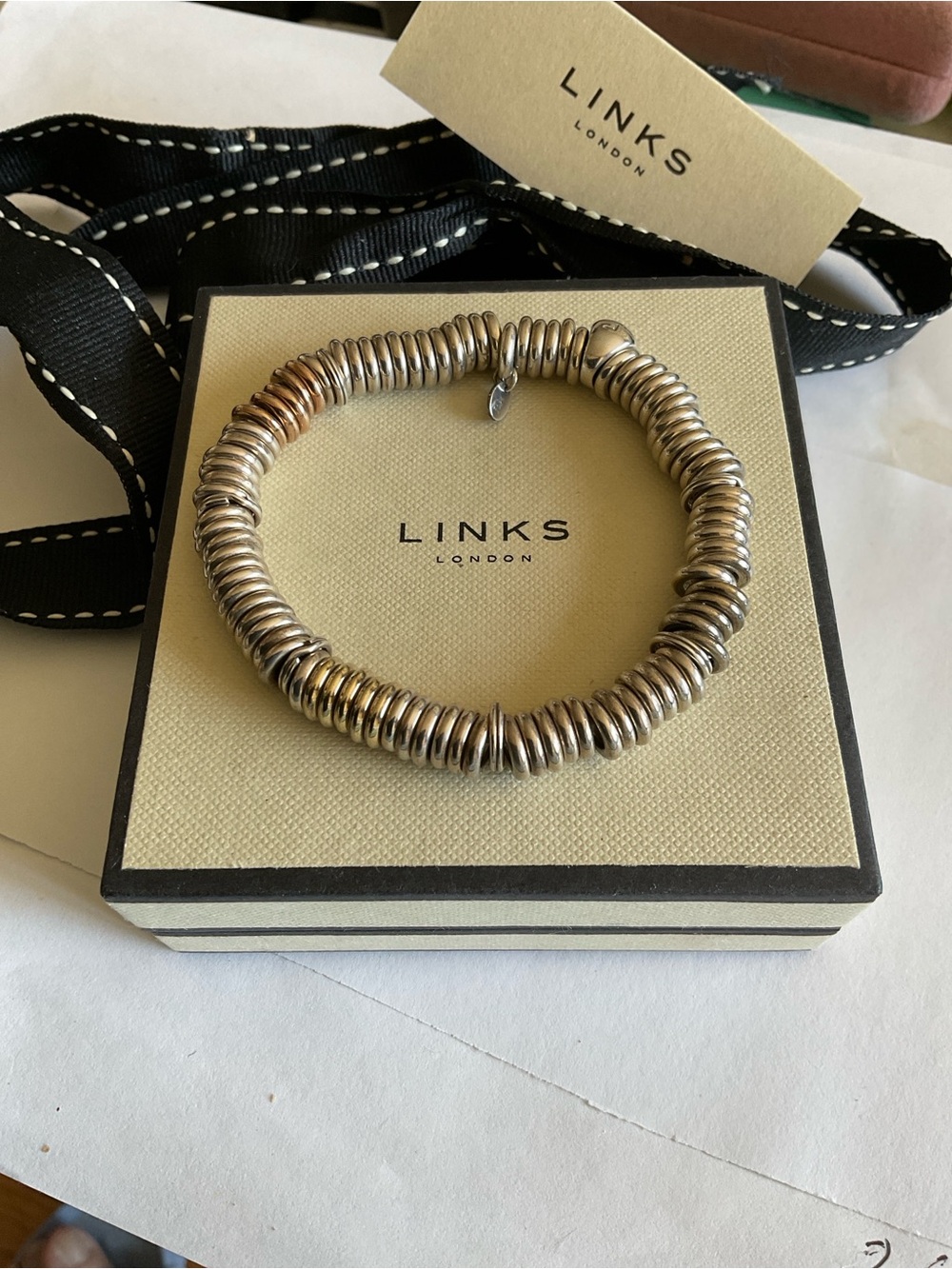 Links of London Silver Bracelet with Yellow and Rose Gold links